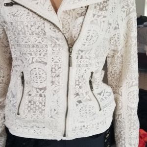 GORGEOUS lace off white biker jacket